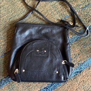 A petite black leather Stone Mountain crossbody